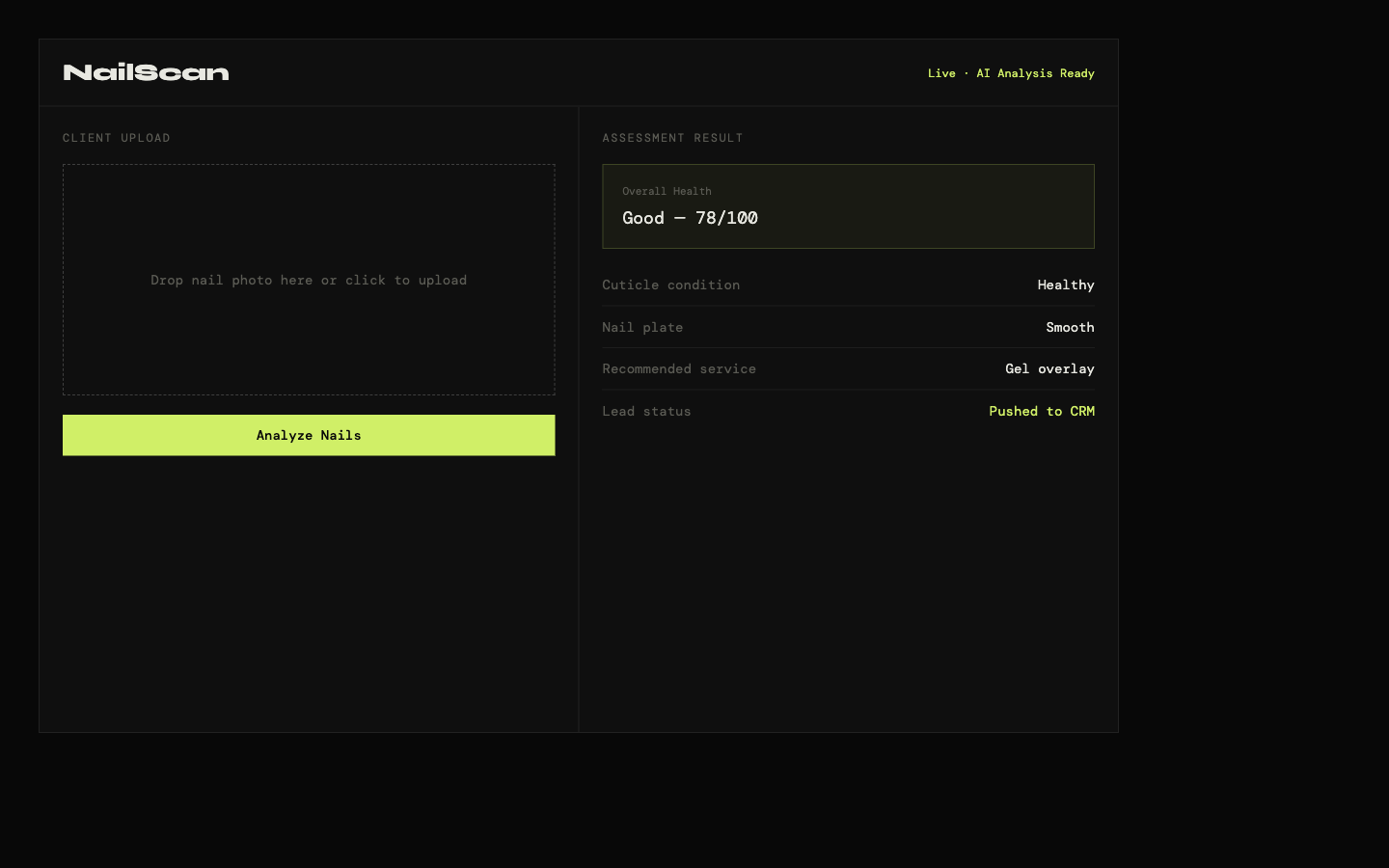 NailScan interface